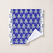 Ocean Blue White Trim Octopus Kinder Badetuch Set (Waschlappen)