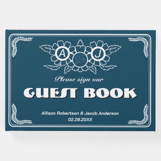 Ocean Blue & White Wedding Gästebuch (Vorderseite)