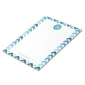 Ocean Blue Zickzack Ombre ZigZag Mit Monogramm Notizblock (angewinkelt)