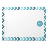 Ocean Blue Zickzack Ombre ZigZag Mit Monogramm Notizblock (Vorderseite)