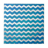 Ocean Blue Zickzack Pattern Fliese (Vorderseite)