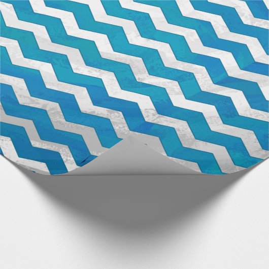 Ocean Blue Zickzack Pattern Geschenkpapier (Ecke)