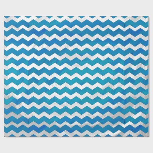 Ocean Blue Zickzack Pattern Geschenkpapier (Flach)