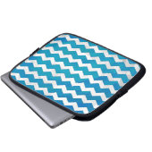 Ocean Blue Zickzack Pattern Laptopschutzhülle (Vorne Knopf)