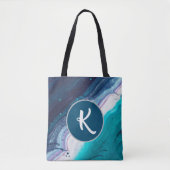 Ocean Blues Abstrakt Monogram Tasche (Vorderseite)