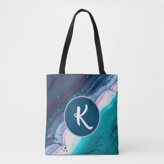 Ocean Blues Abstrakt Monogram Tasche (Vorderseite)