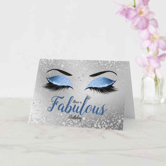 Ocean Blush Blue Fabulous Glitzer Eyes Standard Karte (Orchidee)