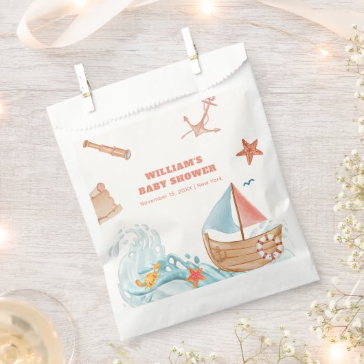 Ocean Boy Adventure Sailboat Babydusche Geschenktütchen (Ausgeschnitten)