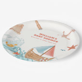 Ocean Boy Adventure Sailboat Babydusche Pappteller (Schrägansicht)