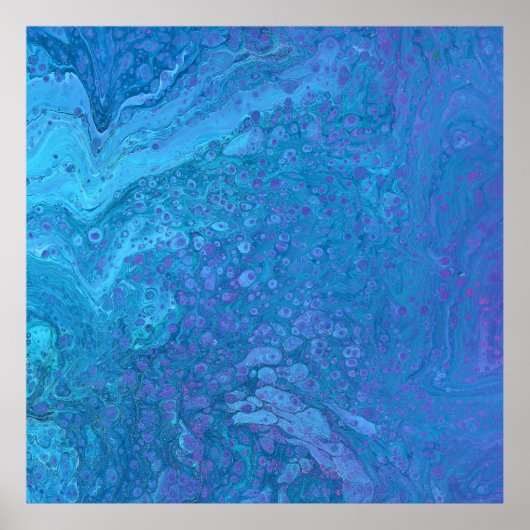 Ocean Breeze 2 Beruhigend Blaues Abstraktes Poster (Vorne)