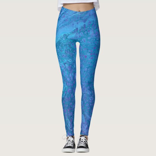Ocean Breeze 2 Beruhigende blaue Abstrakte Legging Leggings (Vorderseite)