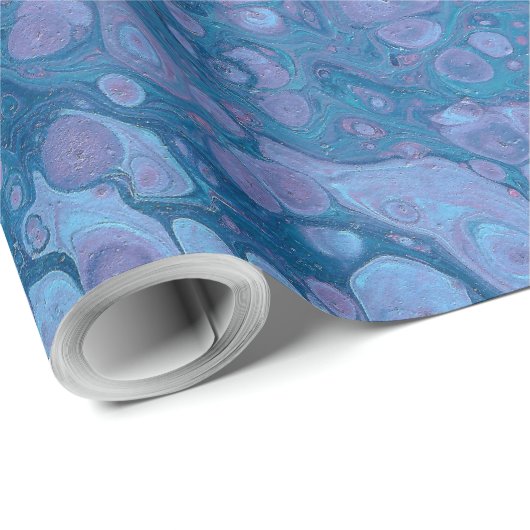 Ocean Breeze 3 Blue Purple Abstract Wrapping Paper Geschenkpapier (Rolleneckpunkt)