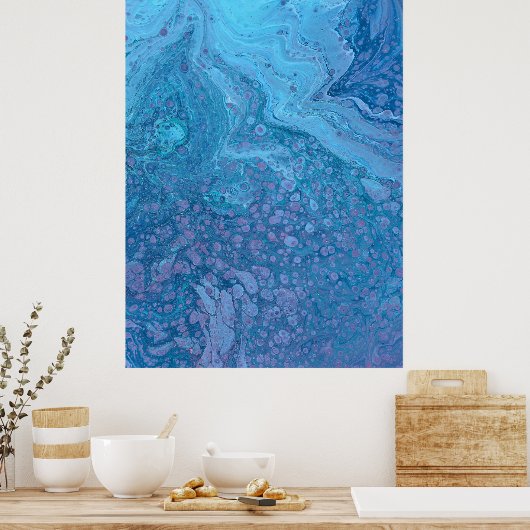 Ocean Breeze 3 Soft Blue Purple Abstract Art Print Poster (Küche)