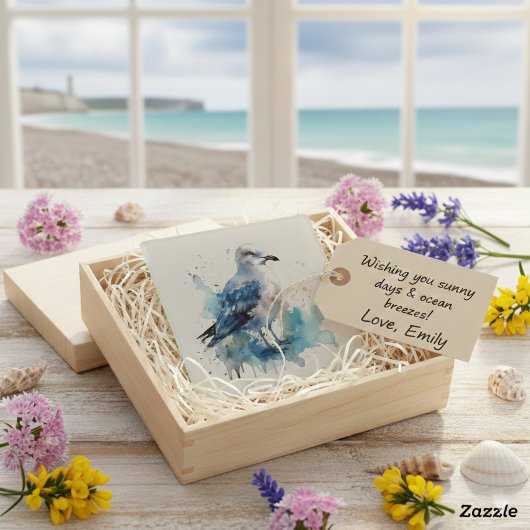 Ocean Breeze: AquarellWSeagull Glasuntersetzer