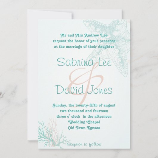 Ocean Breeze Beach Hochzeit Einladung (Rückseite)