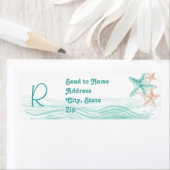 Ocean Breeze Beach Wedding Monogram Address Label (Insitu)