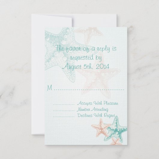 Ocean Breeze Beach Wedding UAWG RSVP Karte (Rückseite)