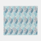 Ocean Breeze Blue & Grey Wave Fleece Throw (Vorderseite (Horizontal))