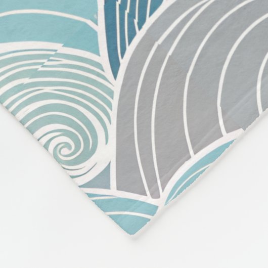 Ocean Breeze Blue & Grey Wave Fleece Throw (Ecke)