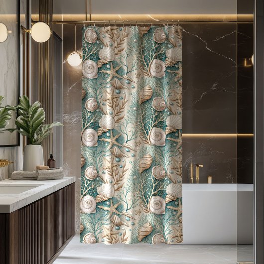 Ocean Breeze Curtain Trendy Coastal Bath Accent Duschvorhang