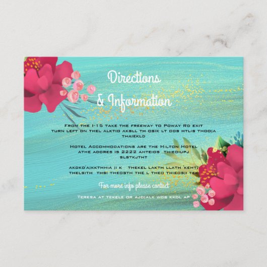Ocean Breeze Tropical Gold Floral Wedding Infos Begleitkarte (Vorderseite)