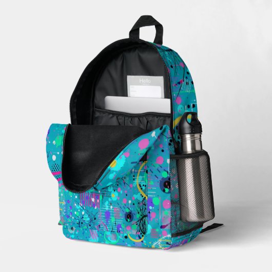 Ocean Bubbles: Maximalist Art Bedruckter Rucksack (Rückseitige Ecke links (Offen) )