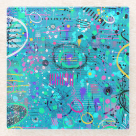 Ocean Bubbles: Maximalist Art Glasuntersetzer