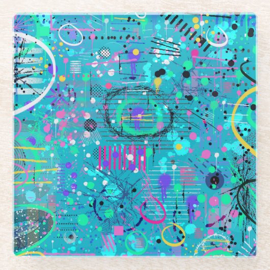 Ocean Bubbles: Maximalist Art Glasuntersetzer (Vorderseite)