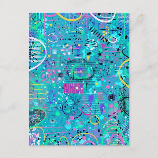 Ocean Bubbles: Maximalist Art Postkarte (Vorderseite)