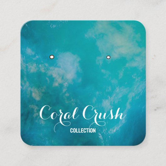 Ocean Calligraphy Earring Display Card Business Quadratische Visitenkarte (Vorderseite)