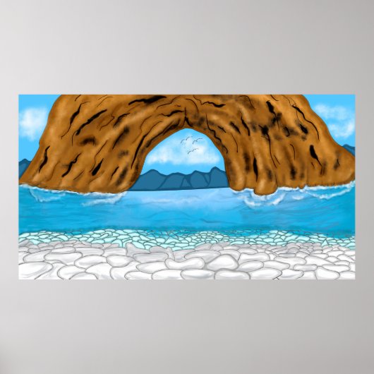 Ocean, Canyon und Mountain Digital Art Poster (Vorne)
