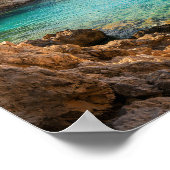 Ocean Cave View Mediterranean Poster - Turquoise (Ecke)