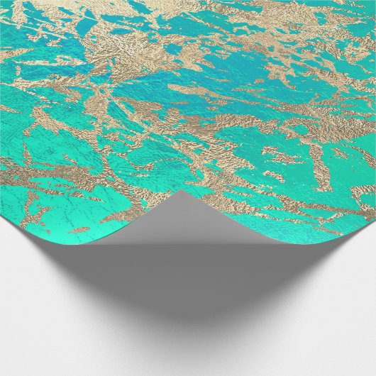 Ocean Champaigne Gold Marble Shiny Metallic Stroke Geschenkpapier (Ecke)