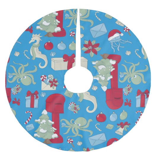 ocean christmas octopus mailbox santa jellyfish polyester weihnachtsbaumdecke (Vorderseite)