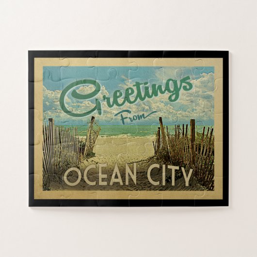 Ocean City Beach Vintage Puzzle (Horizontal)