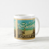 Ocean City Beach Vintage Reisen Kaffeetasse (VorderseiteRechts)