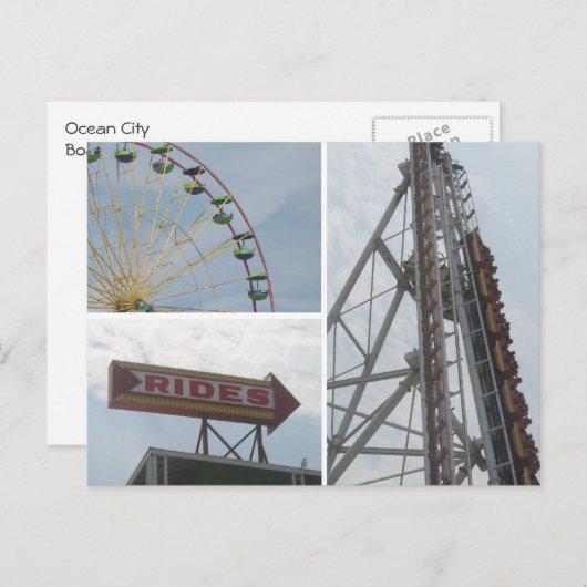 Ocean City Boardwalk - Reiten Postkarte (Vorne/Hinten)