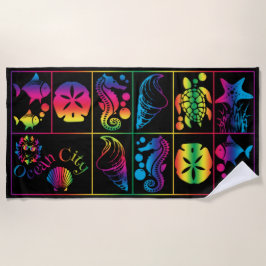 Ocean City farbenfrohes Meer Leben Strandtuch