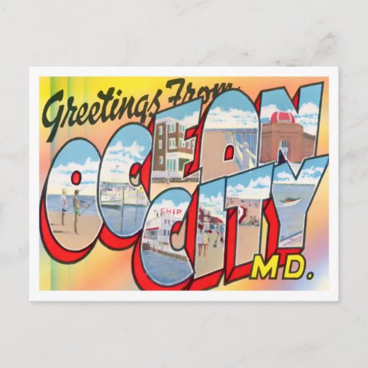 Ocean City, Maryland Big Letters Postcard Postkarte (Vorderseite)