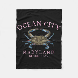 Ocean City Maryland Blaue Krabbe Seit 1524 Gebogen Fleecedecke