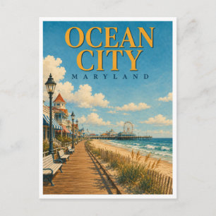 Ocean City Maryland Boardwalk GeoSaga Postkarte