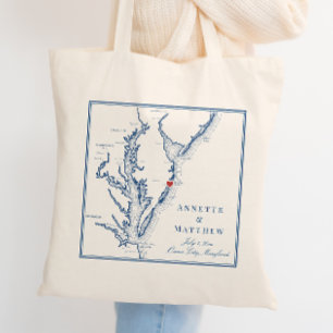 Ocean City Maryland Elegant Navy Hochzeit Willkomm Tragetasche