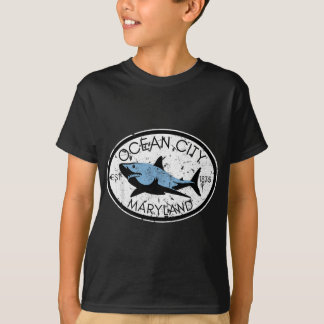 Ocean City Maryland Fishing Shark Fish Beach MD V T-Shirt