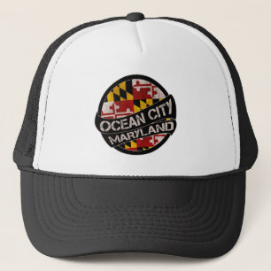 Ocean City Maryland Flag Grunge LKW hat Truckerkappe