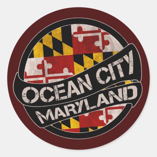 Ocean City Maryland Flaggengrundierung Runder Aufkleber (Vorderseite)