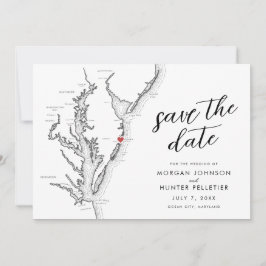 Ocean City Maryland Karte Minimal Modern Wedding