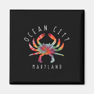 Ocean City Maryland Krabbe Tie Dye Sommerferien Magnet