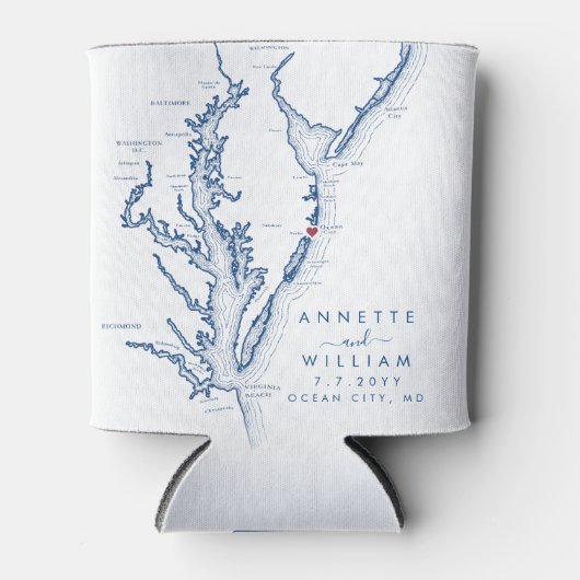 Ocean City Maryland Map Modern Wedding Can Cooler Dosenkühler (Vorderseite)