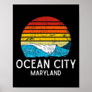 Ocean City Maryland Md Vintag Beach Ocean Family Poster