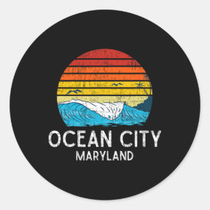 Ocean City Maryland Md Vintag Beach Ocean Family Runder Aufkleber
